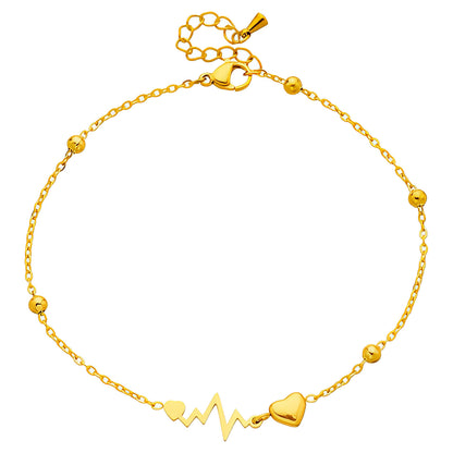 Hearts Anklet, 18K Gold Plated Steel