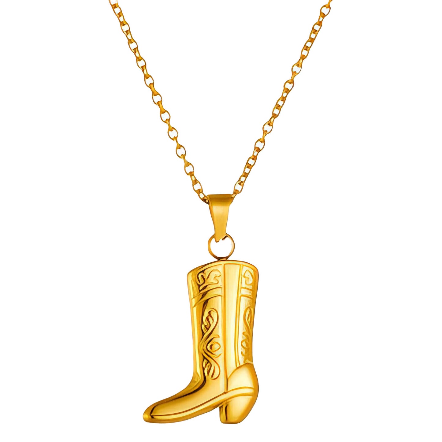 Boot Necklace, 18K Gold Plated Steel