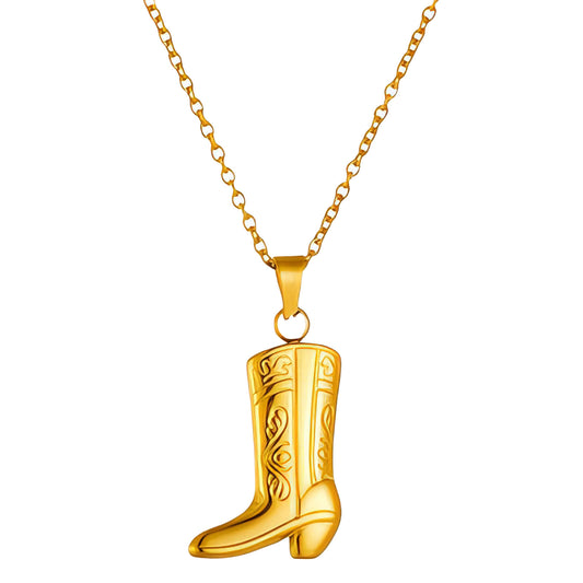 Boot Necklace, 18K Gold Plated Steel