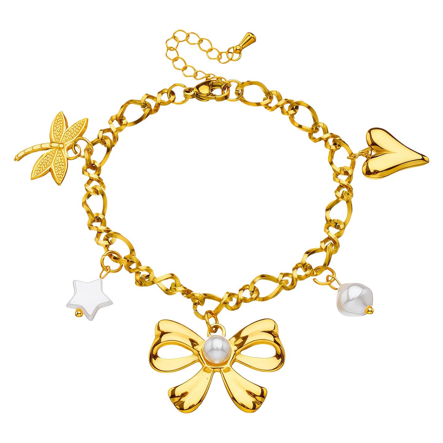Bow Bracelet, 18K Gold Plated Steel