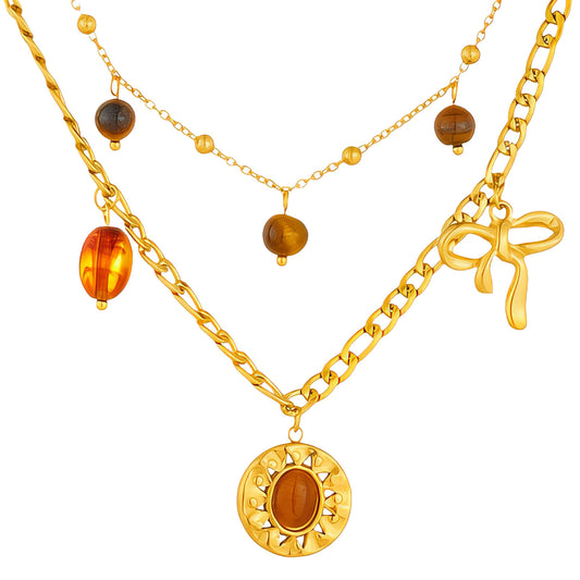 Bow Necklace, 18K Gold Plated Steel