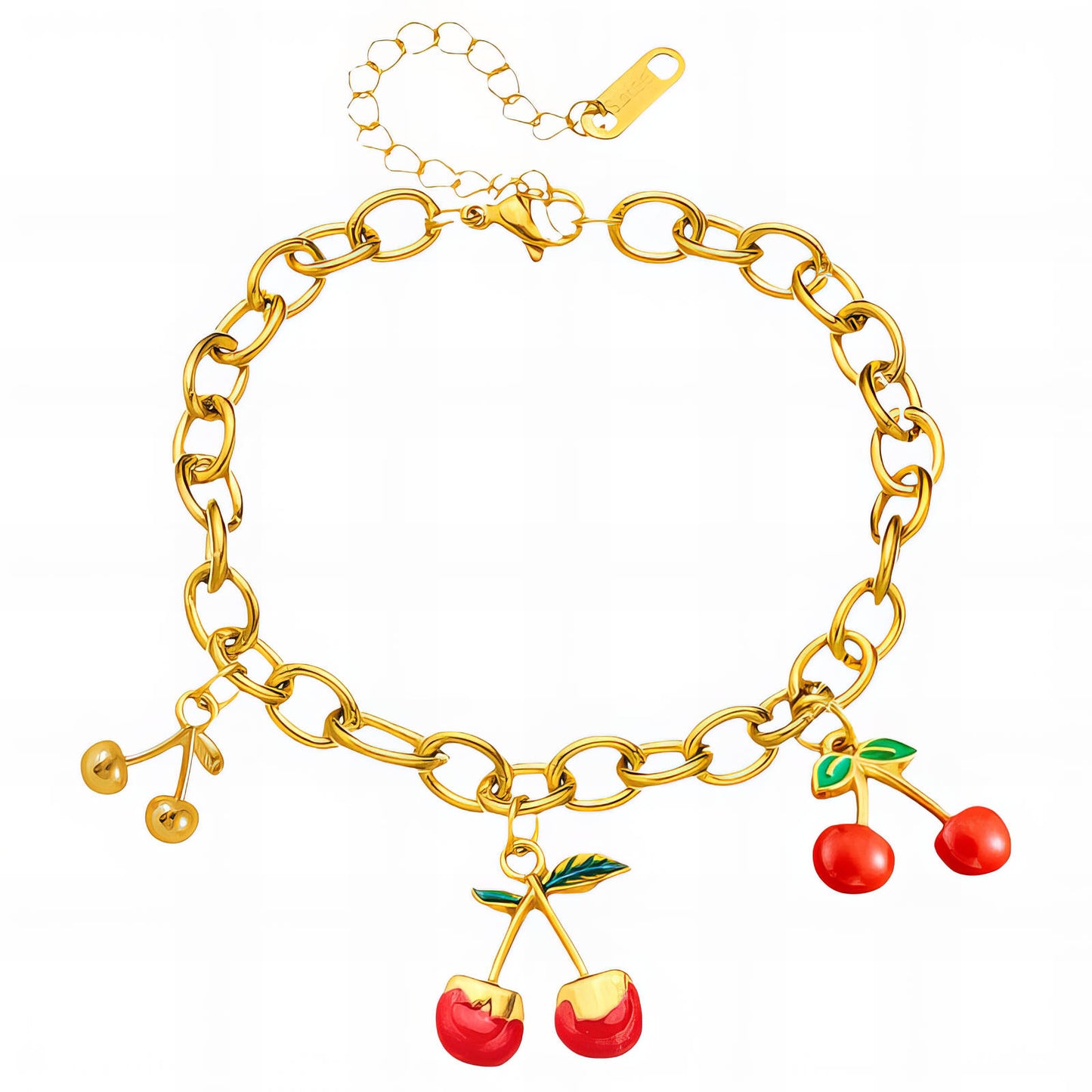 Cherry Bracelet, 18K Gold Plated Steel