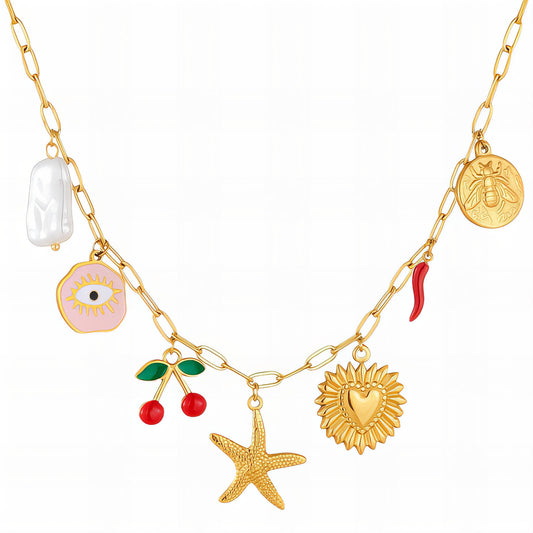 Starfish Necklace, 18K Gold Plated Steel