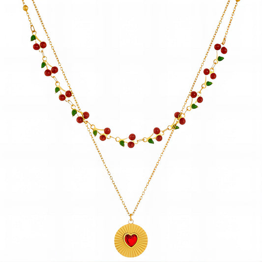 Heart Necklace, 18K Gold Plated Steel