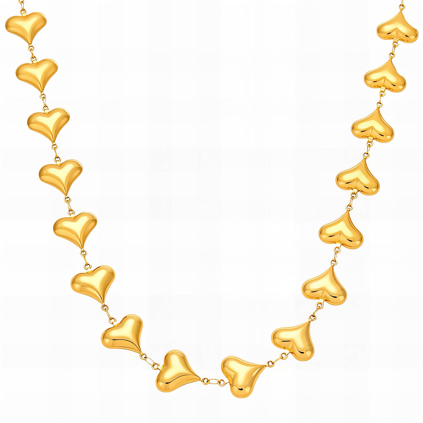 Hearts Necklace, 18K Gold Plated Steel