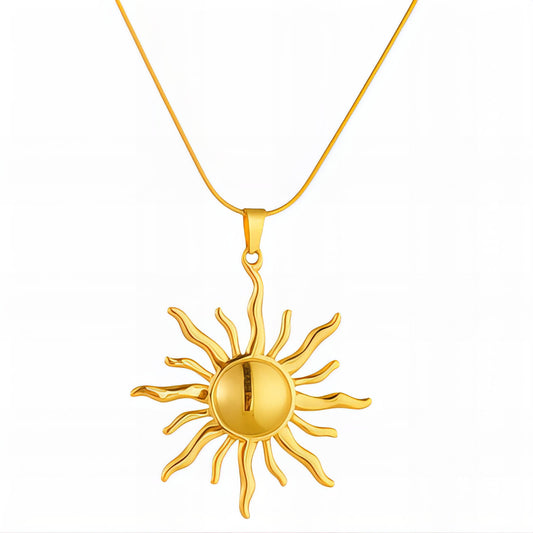 Sun Necklace, 18K Gold Plated Steel