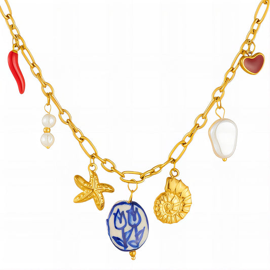 Necklace, 18K Gold Plated Steel