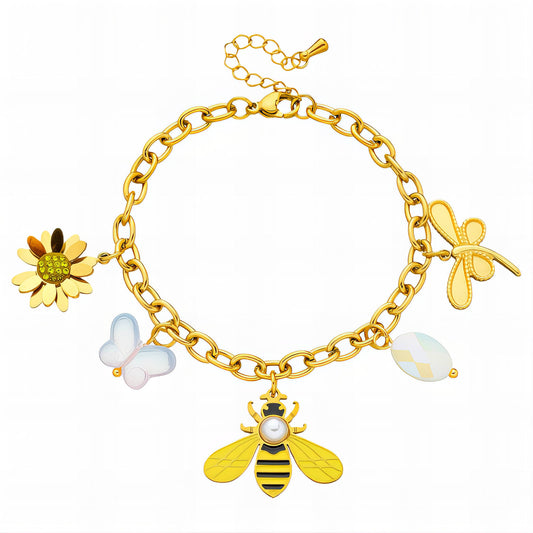 Bee Bracelet, 18K Gold Plated Steel
