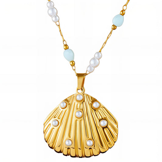 Seashell Necklace, 18K Gold Plated Steel