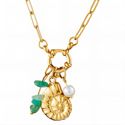 Seashell Necklace, 18K Gold Plated Steel