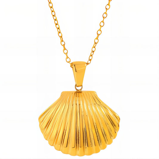 Seashell Necklace, 18K Gold Plated Steel
