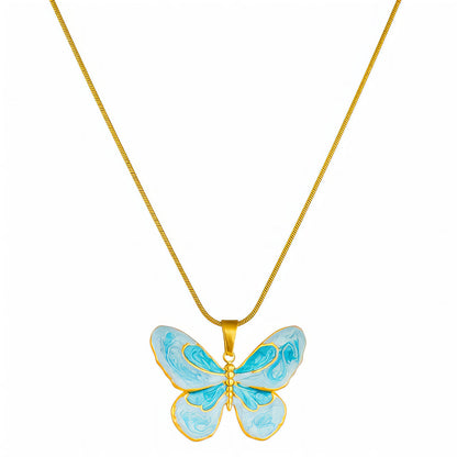 Butterfly Necklace, 18K Gold Plated Steel