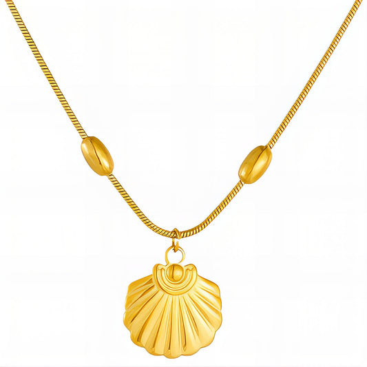 Seashell Necklace, 18K Gold Plated Steel