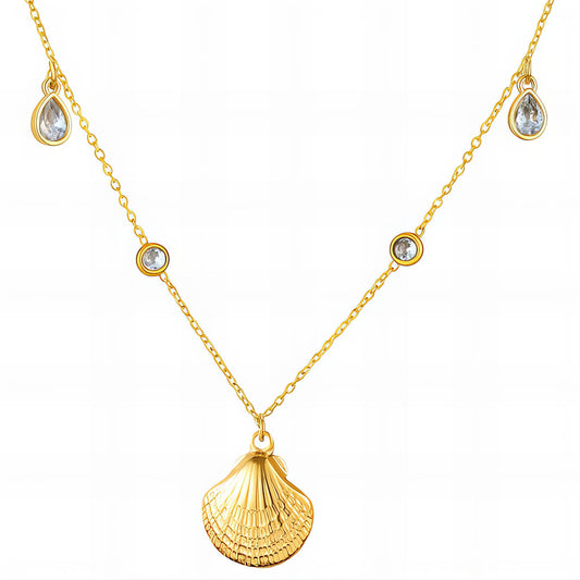 Seashell Necklace, 18K Gold Plated Steel