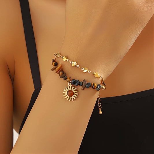 Sun Bracelet, 18K Gold Plated Steel