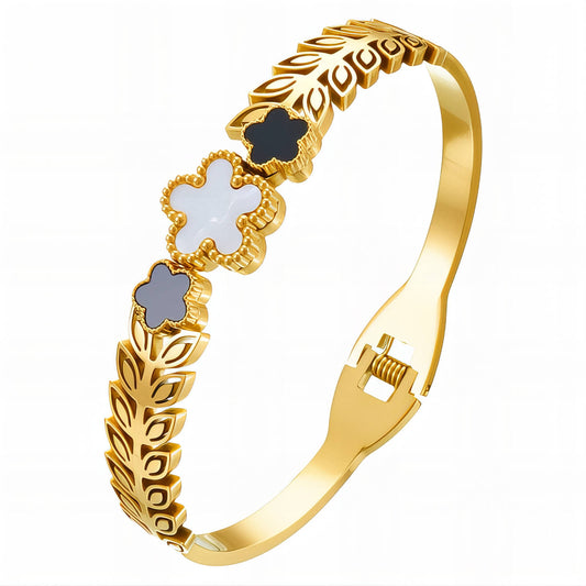 Flowers Bracelet, 18K Gold Plated Steel