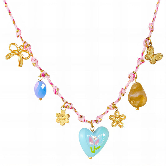 Heart Necklace, 18K Gold Plated Steel