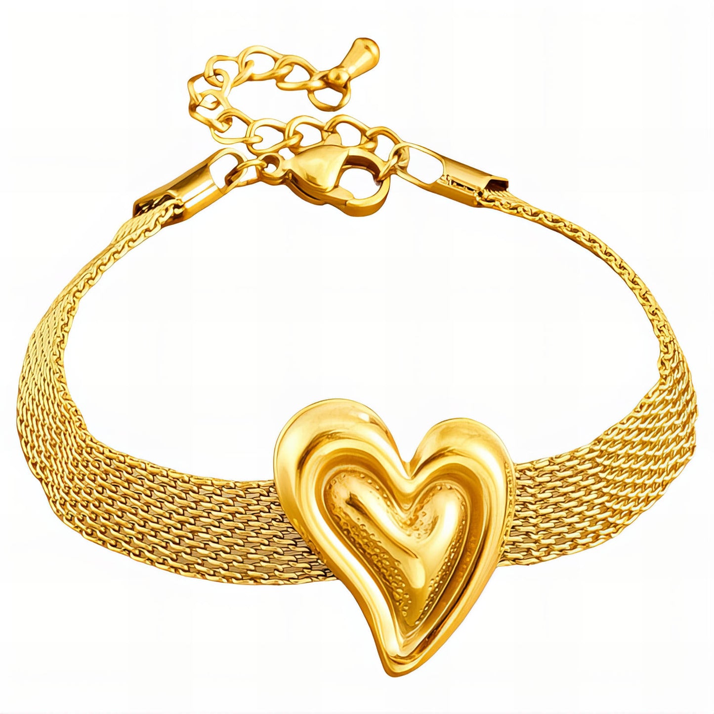 Heart Bracelet, 18K Gold Plated Steel