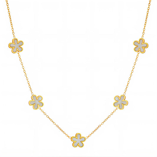 Flower Meadow Necklace, 18K Gold Plated Steel