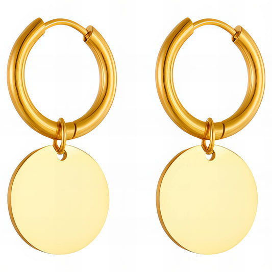 Earrings, 18K Gold Plated Steel