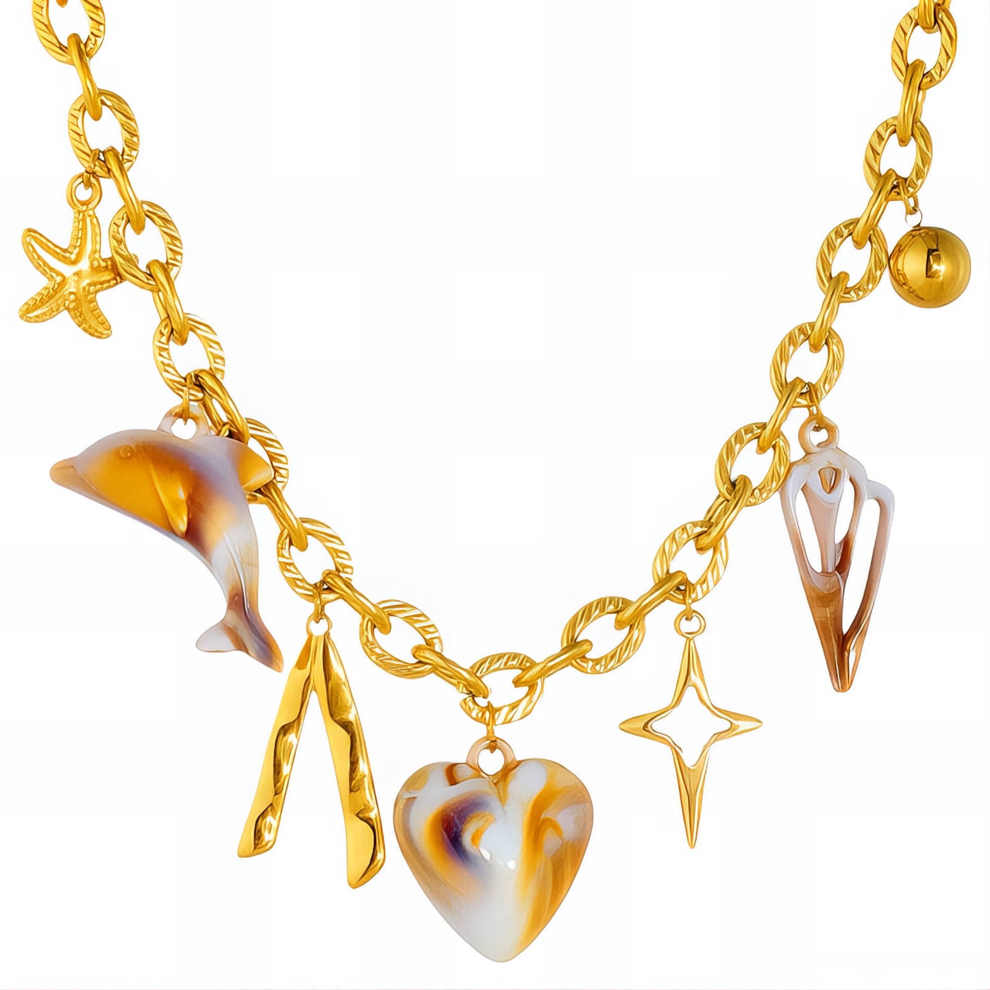 Heart Necklace, 18K Gold Plated Steel