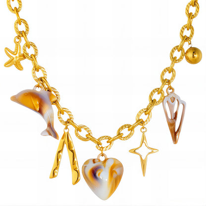Heart Necklace, 18K Gold Plated Steel