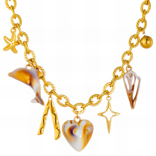 Heart Necklace, 18K Gold Plated Steel