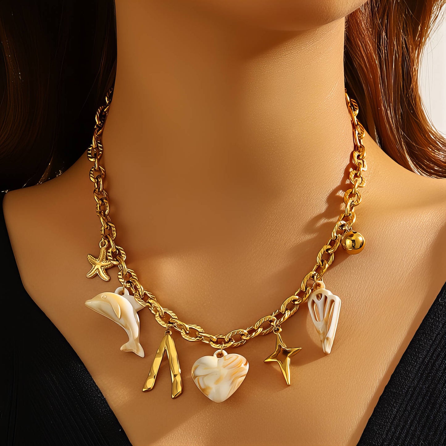 Heart Necklace, 18K Gold Plated Steel