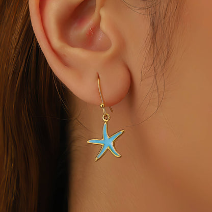 Starfishes Earrings, 18K Gold Plated Steel