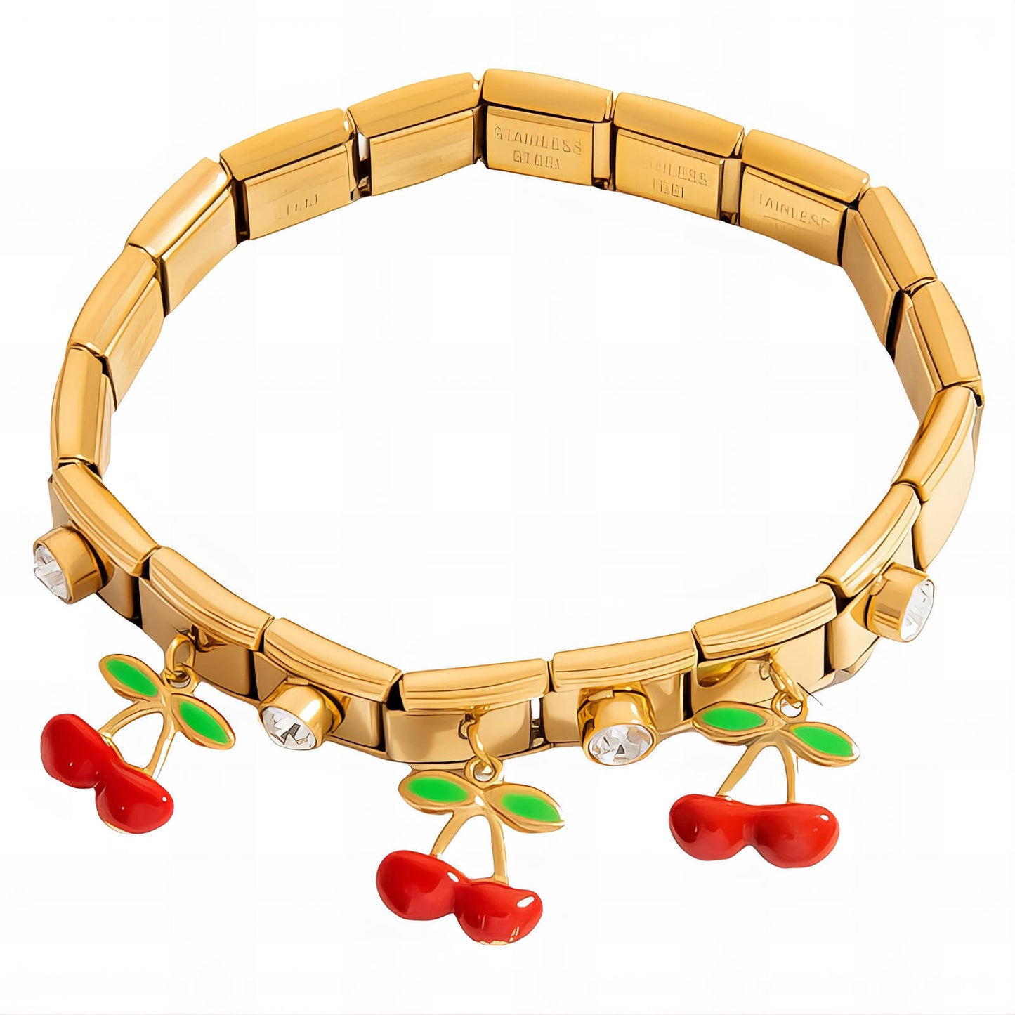 Cherry Bracelet, 18K Gold Plated Steel