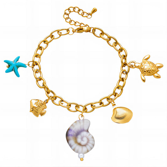 Seashells Bracelet, 18K Gold Plated Steel