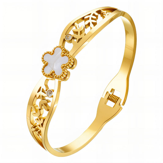 Flower Bracelet, 18K Gold Plated Steel
