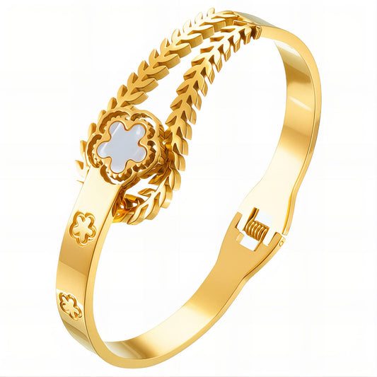 Flowers Bracelet, 18K Gold Plated Steel
