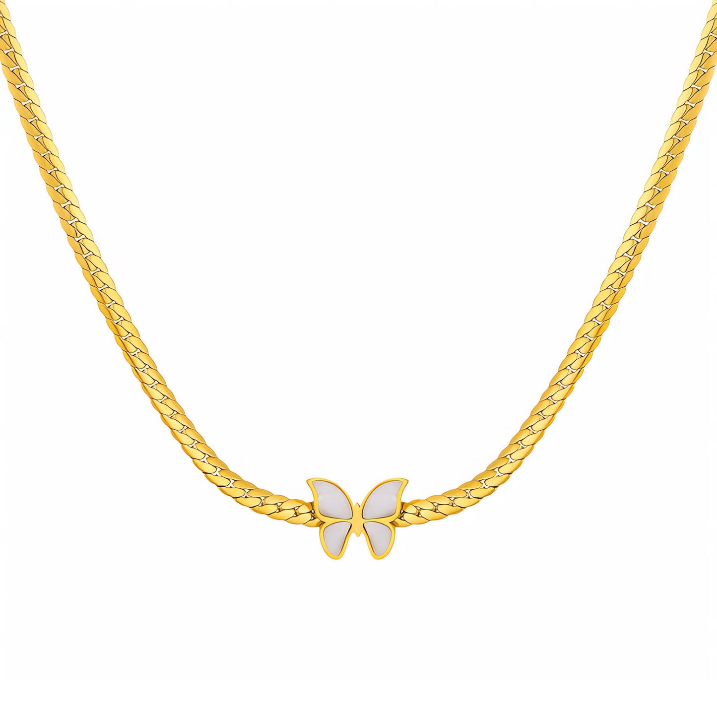 Butterfly Necklace, 18K Gold Plated Steel