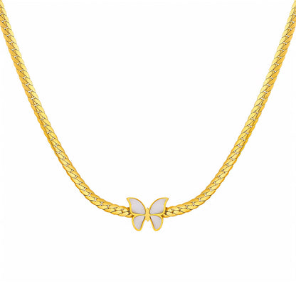 Butterfly Necklace, 18K Gold Plated Steel