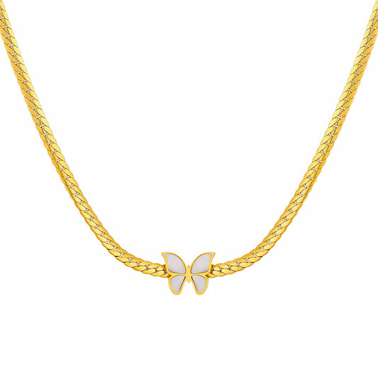 Butterfly Necklace, 18K Gold Plated Steel
