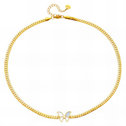 Butterfly Necklace, 18K Gold Plated Steel