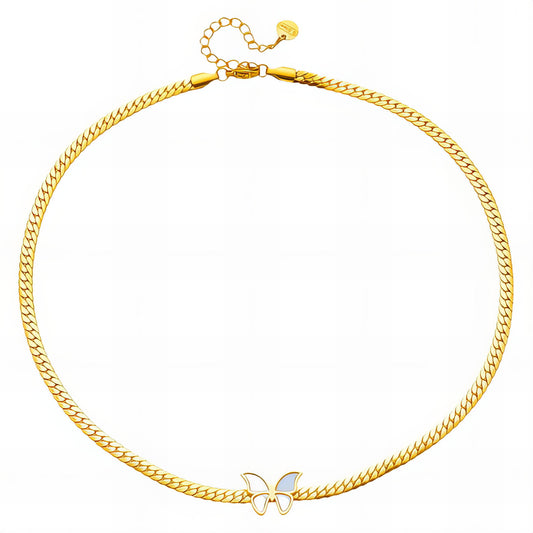 Butterfly Necklace, 18K Gold Plated Steel