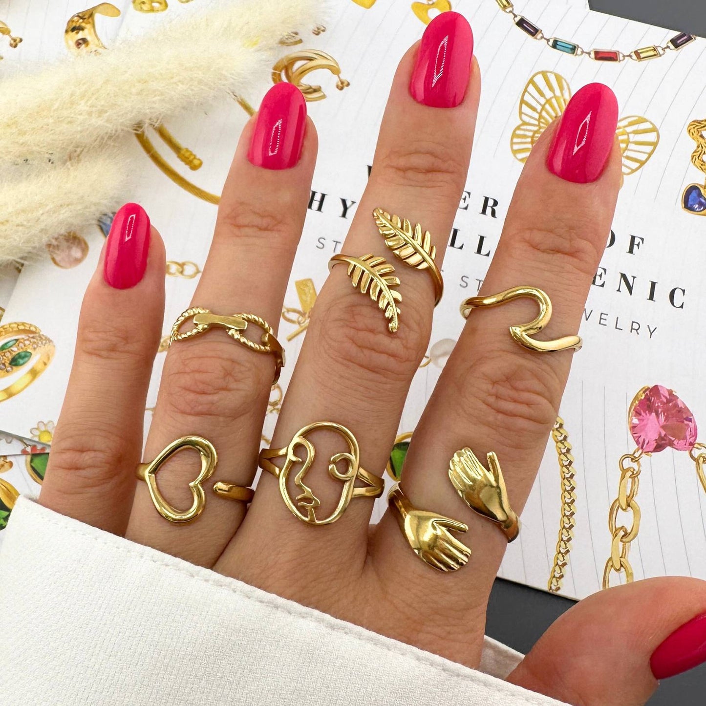 Ring, 18K Gold Plated Steel